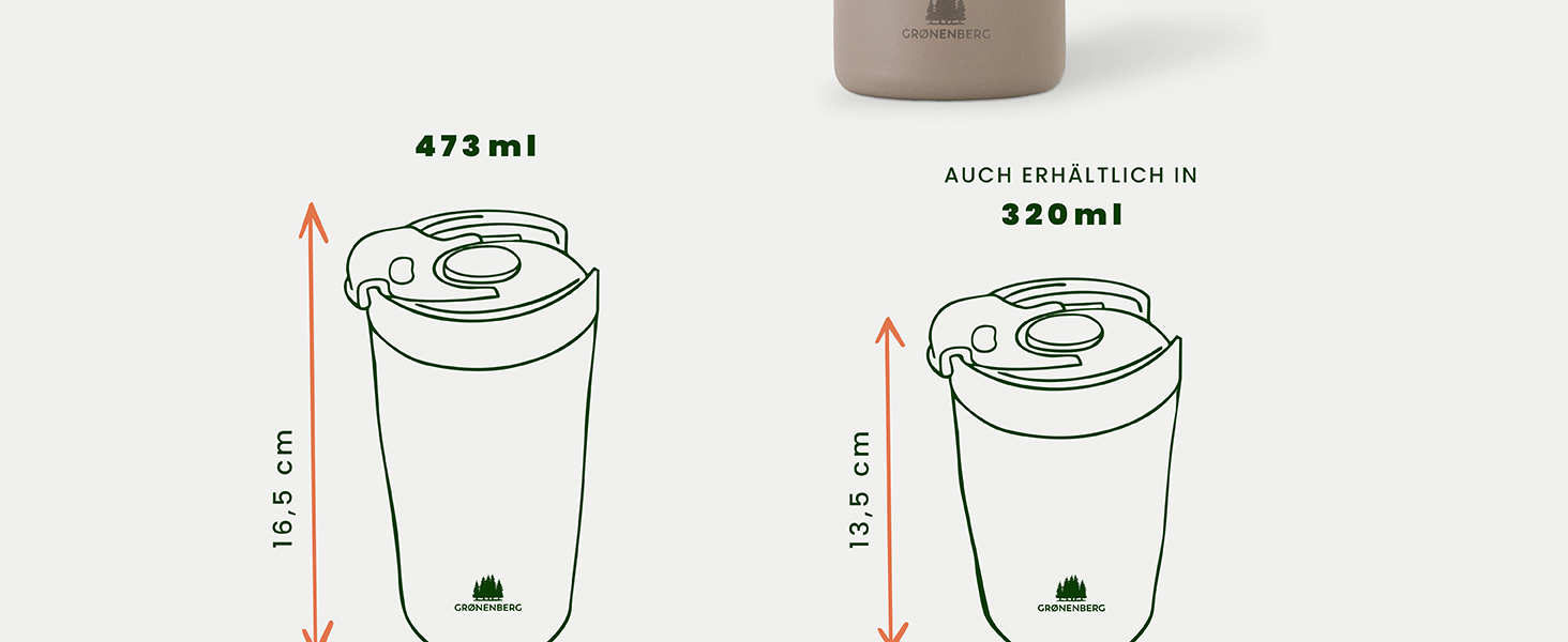 Термокружка Groenenberg 473 мл | Зберігає тепло до 4 годин | Без витоку | З переробленої нержавіючої сталі (Earth)