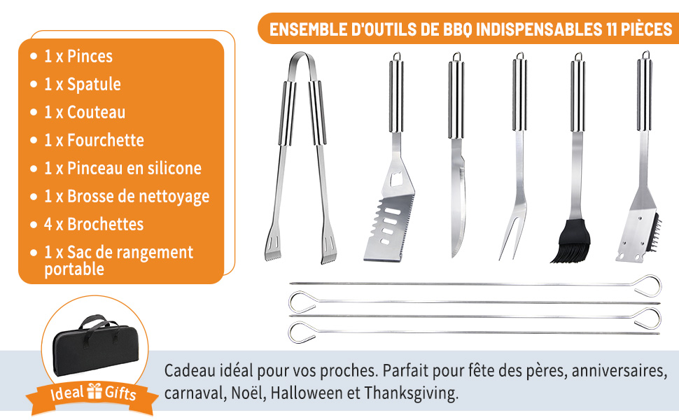 Набір гриля з нержавіючої сталі 28 предметів: повний набір інструментів для гриля, кемпінгу, подарунок на День батька, День народження, Різдво з кейсом