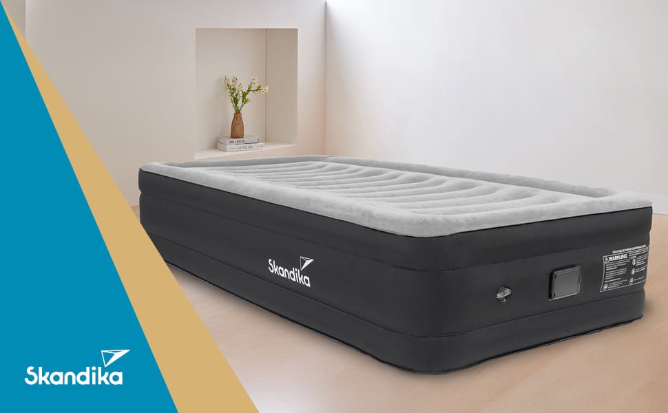 Надувна матрац Skandika Sveja Flex | Самостійно надувний матрац для кемпінгу, 204x151x43 см, 300 кг, з USB-помпою