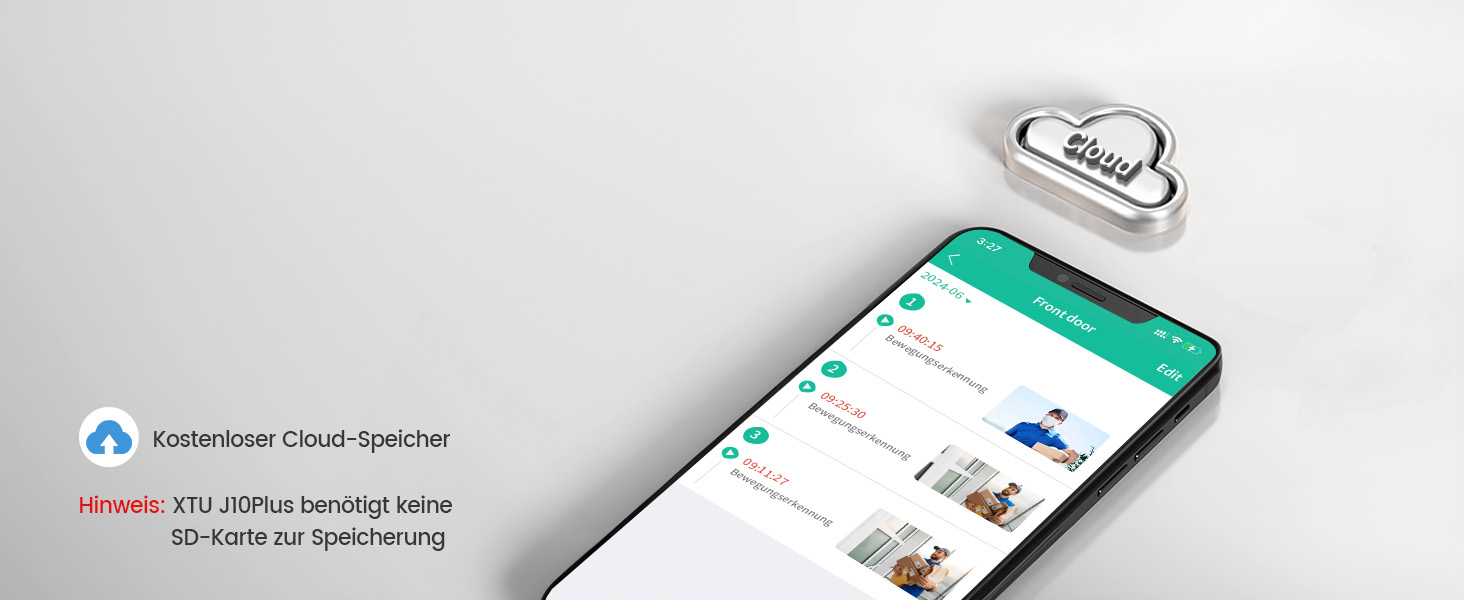 Відеодзвінок XTU з Wi-Fi, камера 4MP HD, бездротовий, з гонгом, PIR-датчик, нічне бачення, 2-сторонній аудіо, сумісний з Alexa, чорний