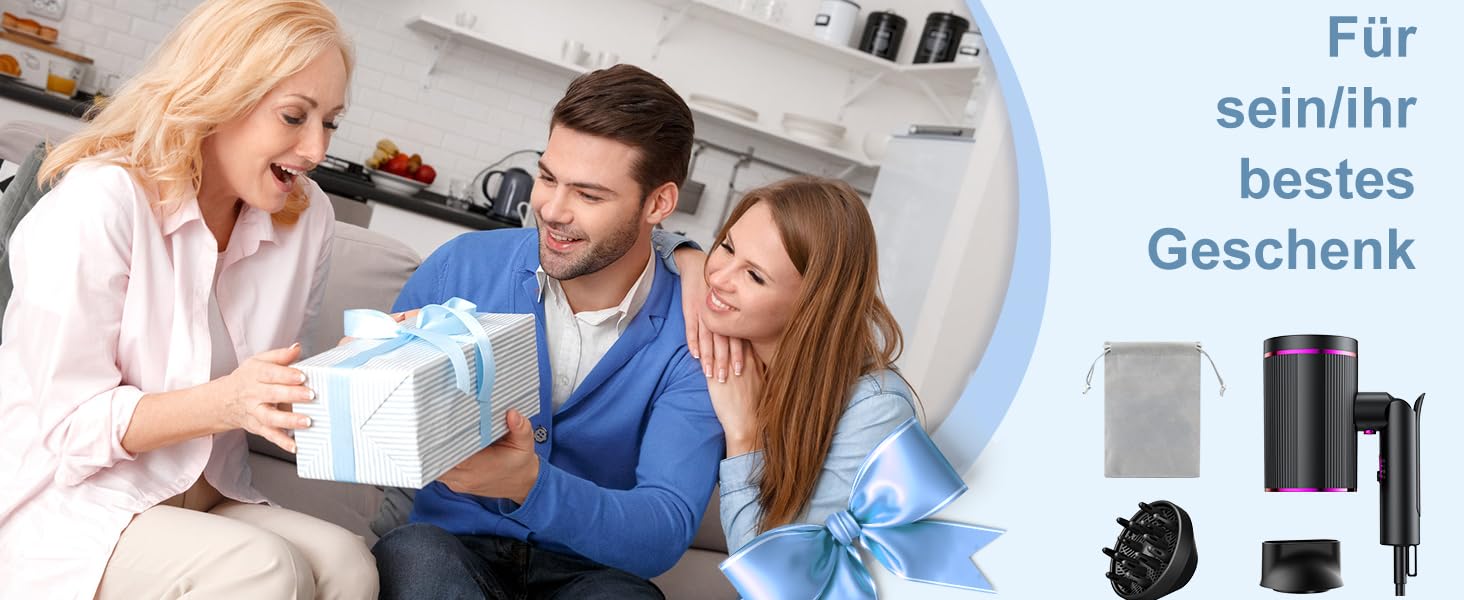 Фен JANOLTY для подорожей: компактний, іонний, з дифузором та насадкою | 2400W, 3 швидкості, тихий мотор | У комплекті сумка