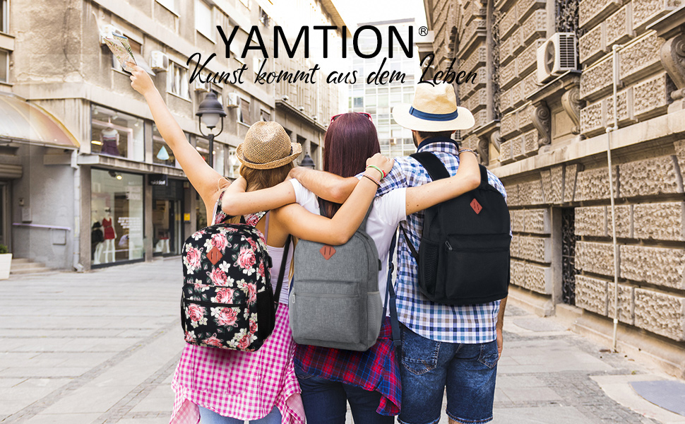 Рюкзак для ноутбука YAMTION 15.6 дюймів, USB, чорний, для чоловіків, жінок, підлітків, школа, робота, подорожі