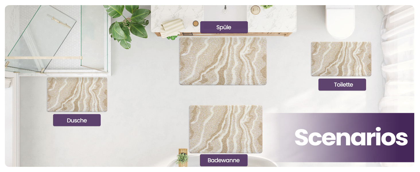 Килимок для ванної кімнати DEXI 61 x 92 см, антиковзаюча, миється, мікрофібра, вбираючий, бежевий