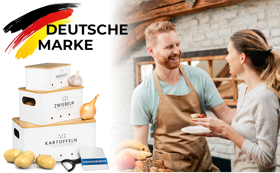 Набір контейнерів для зберігання картоплі, цибулі та овочів AH® (4 шт.) з щіткою для овочів, преміум якість