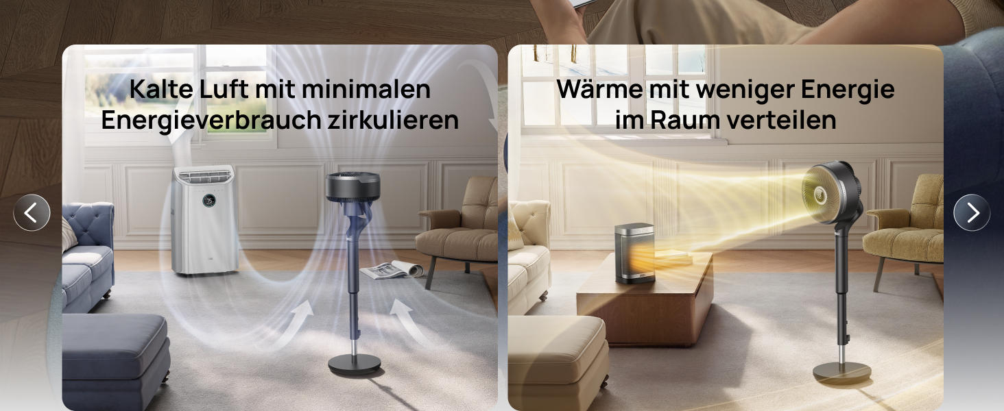 Вентилятор кімнатний DREO Smart-Ventilator: Охолодження, 150° осциляція, DC мотор, 12 режимів, пульт, таймер 12 год