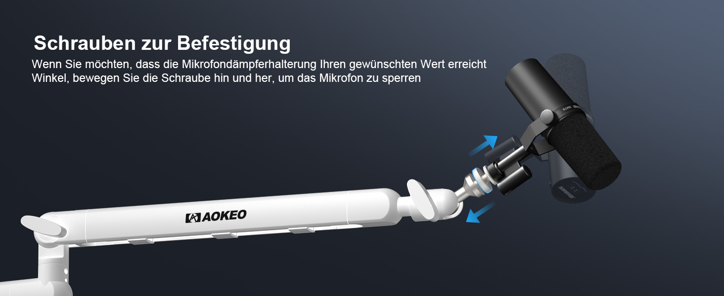 Стійка для мікрофона Aokeo AK-55 для столу, біла - для Yeti, Snowball, HyperX, Elgato