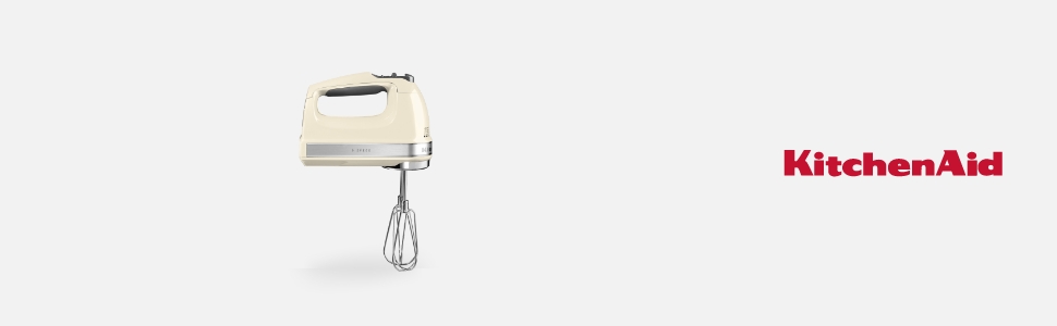 Міксер ручний KitchenAid 9 швидкостей, червоний (кремовий) з LED-дисплеєм та насадками