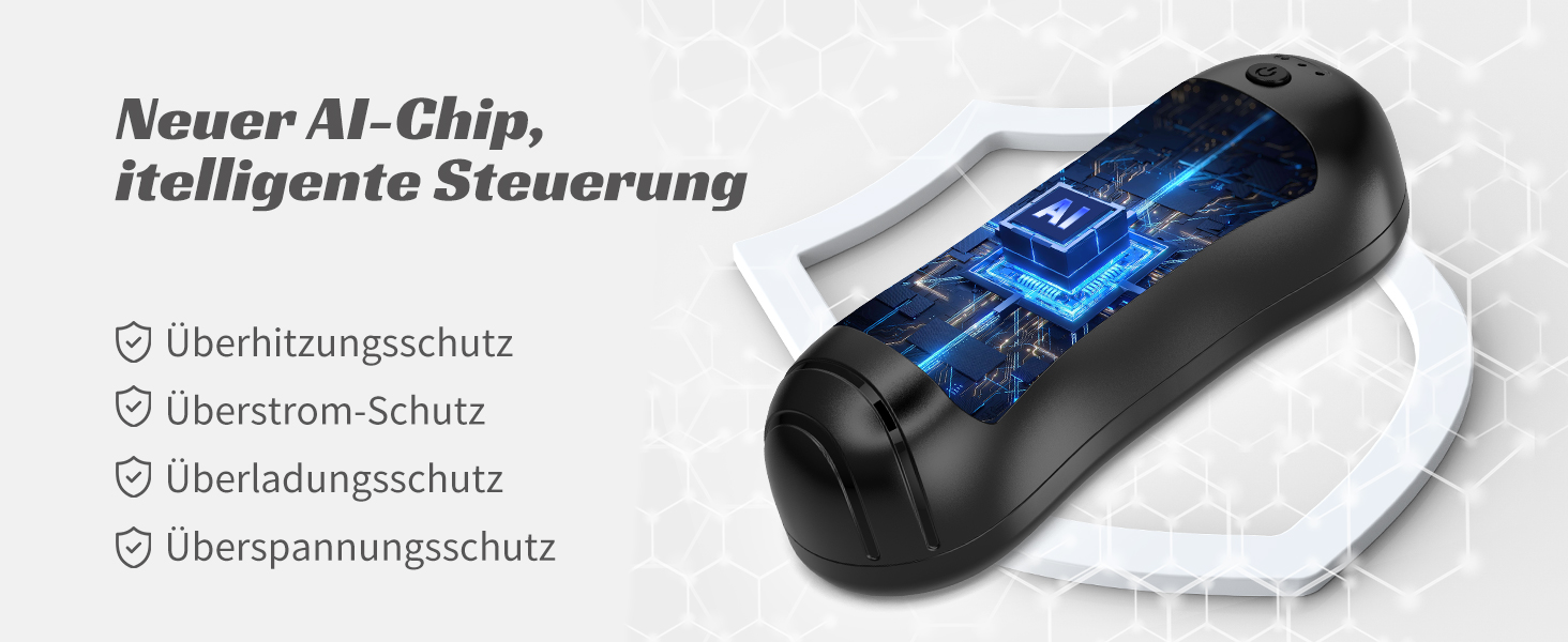 Електричний грілка для рук FANDLISS 6000 mAh, 2 шт. - багаторазовий, з USB зарядкою, для кемпінгу, на відкритий простір, на подарунок, чорний