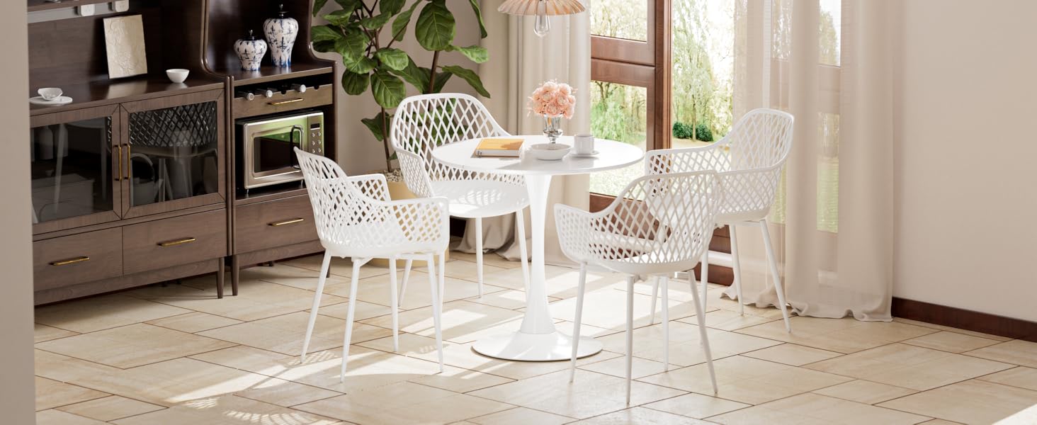 Набір садових стільців для відпочинку на терасі та балконі. Міцні крісла з підлокітниками, витримують до 120 кг, колір білий