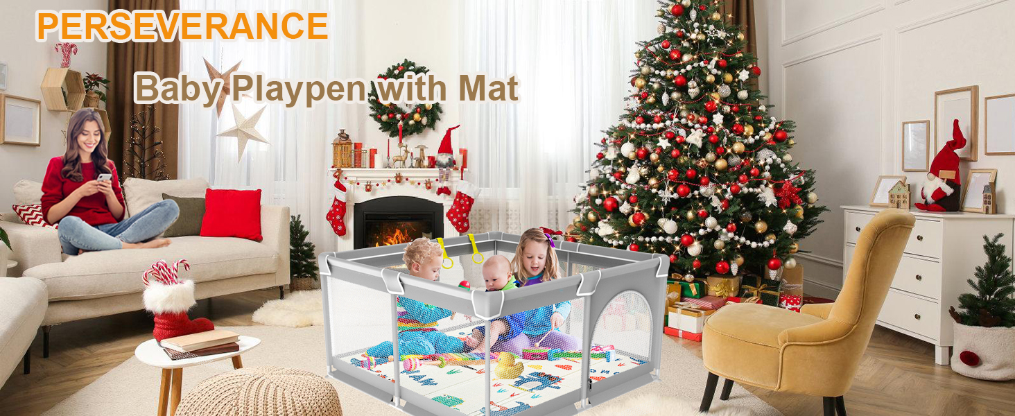 Манеж PERSEVERANCE Baby 120х120см з матрацом, дверцятами на блискавці, сіткою, поролоновим килимком, не ковзає