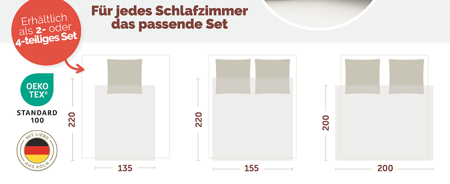 Комплект постільної білизни Blumtal Biber 200x200 + 2x 80x80 см, бавовна, фланель, Oeko-Tex, теплий, зимовий, двосторонній, тауп