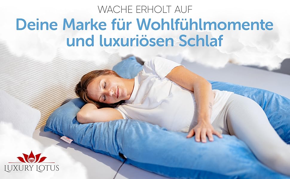 Лотос Подушка для тих, хто спить на боці [З підігрівом] XXL Комфортна подушка для вагітних та годуючих | Хмарно-блакитний