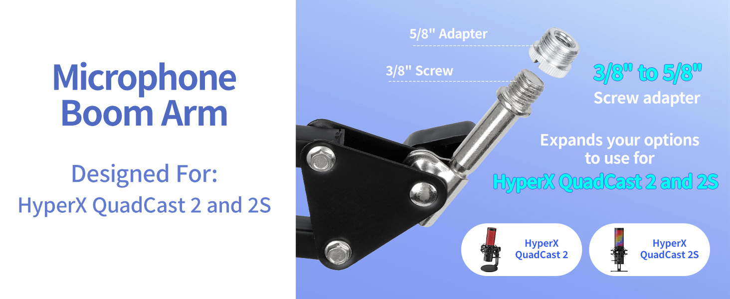 Стійка для мікрофона HyperX QuadCast з поп-фільтром та тримачем YOUSHARES для QuadCast S, Blue Yeti, Razer Seiren Mini V3