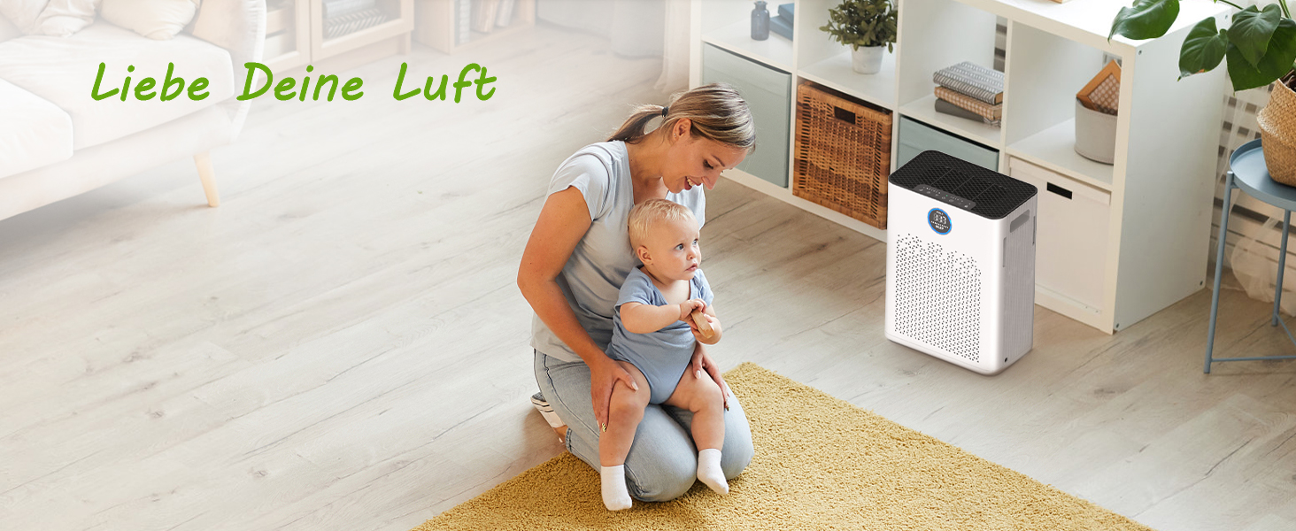 Повітряний фільтр з керуванням через додаток, HEPA H14, фільтр з активованим вугіллям, розумний очищувач повітря для дому з Alexa, для великих приміщень, Smart WiFi, KJ3-7S