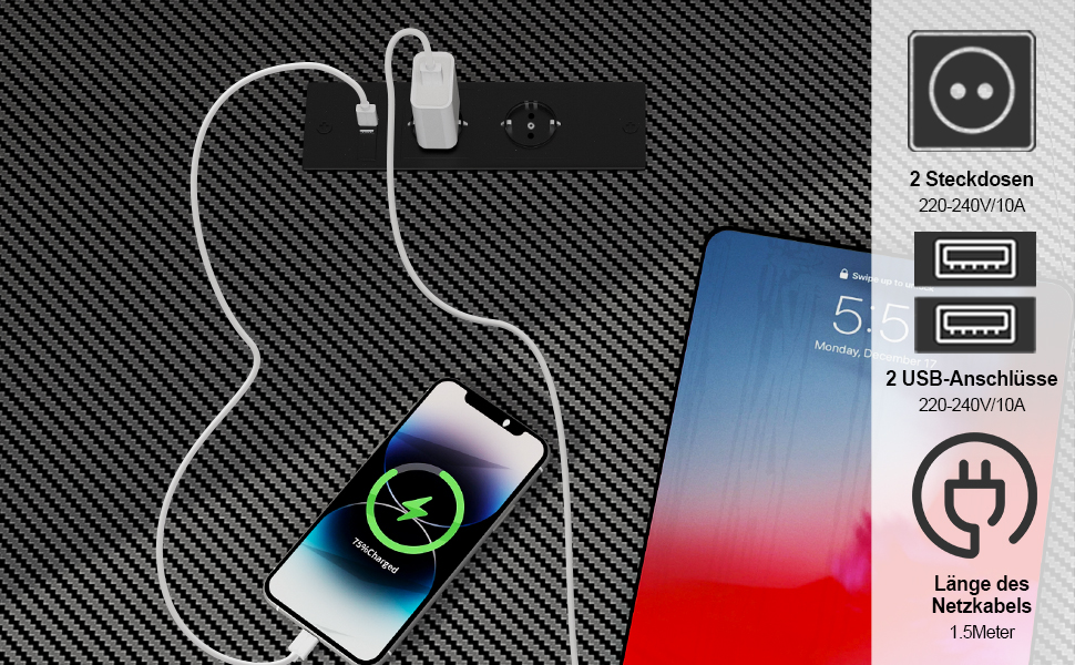 Ігровий стіл HaodaCulture 160x135 см з підставкою для монітора, 2 розетки та 2 USB-порт, кутовий, для комп'ютера, великий, 160 x 135 x 75 см
