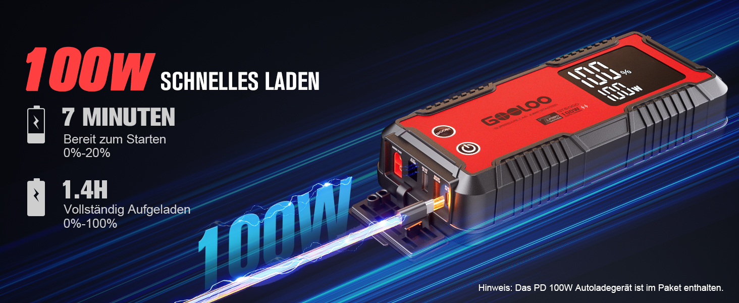 Powerbank-пусковий пристрій GOOLOO GT6000: 6000A, LED-ліхтарик, екран 3.2