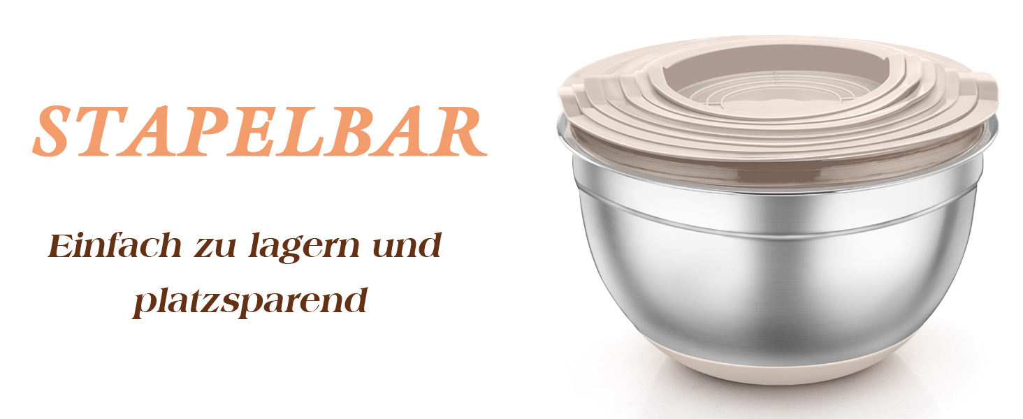 Набір місок TEAMFAR з нержавіючої сталі: салатові міски з кришкою та силіконовим дном, 0.7-6.5 л, (Хакі, 2)