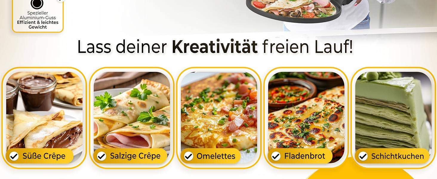 Крейпниця з індукційним дном 26 см з 3-шаровим антипригарним покриттям + лопатка та розподільник з буку (Німеччина) - для всіх типів плит (без PFOA та PFOS)