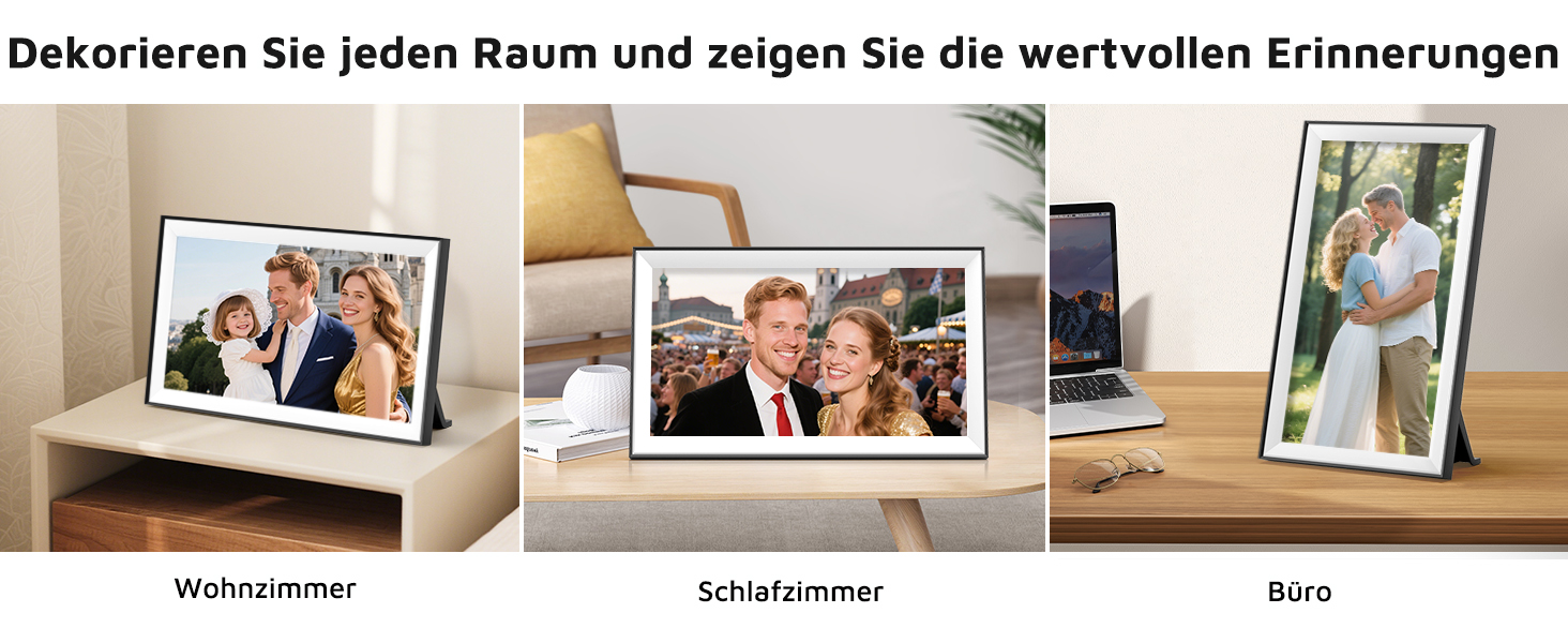 Цифровий фоторамка Hesmor 15.6 дюймів з Wi-Fi, FHD 1920*1080, IPS, сенсорний екран, 32GB, автоповорот, Frameo App