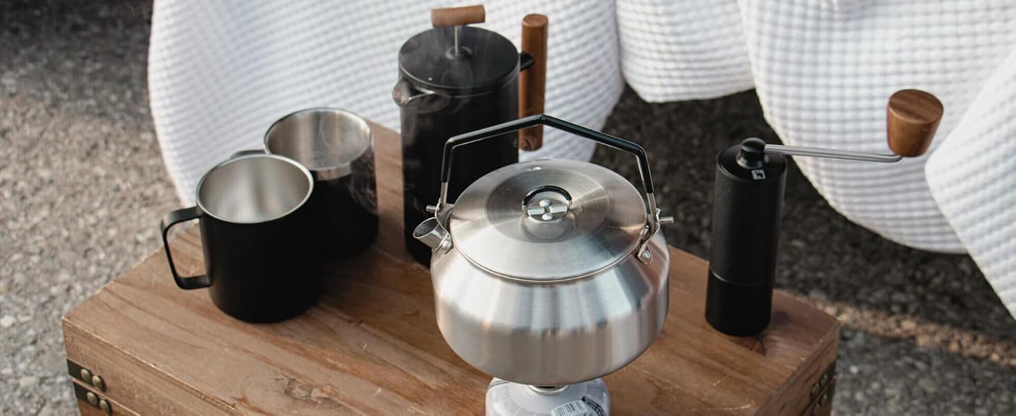Набір термочашок LAMBDA COFFEE з ручкою, нержавіюча сталь, 2x360 мл, двостінна ізоляція для кемпінгу та outdoor, колір Dusk Blue