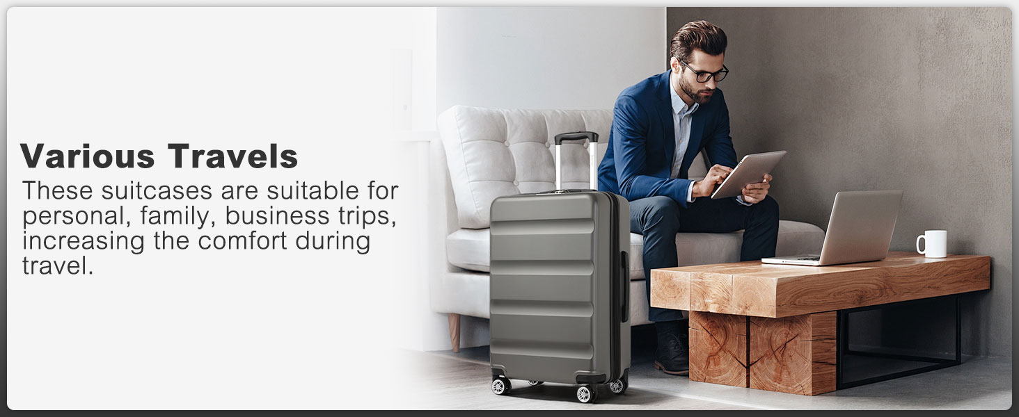 Валіза-тележка KONO, ручна поклажа, сіра (55x35x22 см) з TSA-замком та подвійними колесами