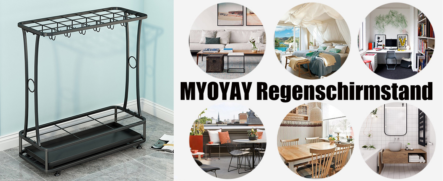 Підставка для парасольок MYOYAY 55х24х60,5 см металева чорна