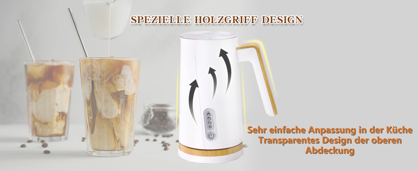 Електричний спінювач молока 4-в-1 – спінювач молока, нагрівач молока, білий