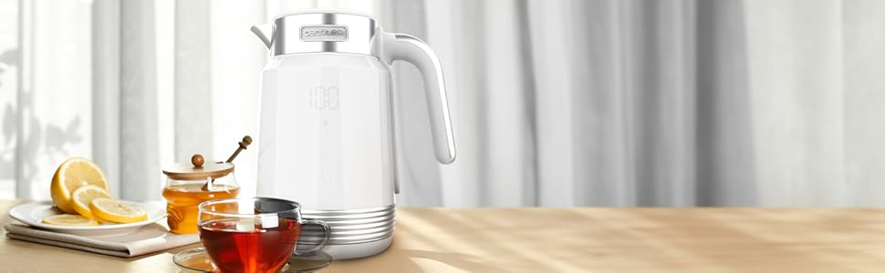 Електричний чайник Cecotec ThermoSense 600 Touch Black, 1.7 л, 2200 Вт, з нержавіючої сталі та пластику, LED-індикатор, поворотна база 360°