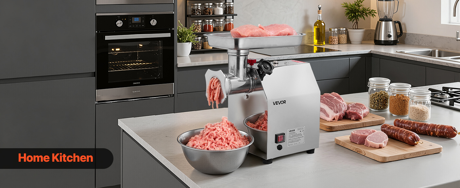 Електрична м'ясоподрібнювач VEVOR, 850 Вт, 3.2 кг/хв, з лезом та диском, для кухні та ресторану