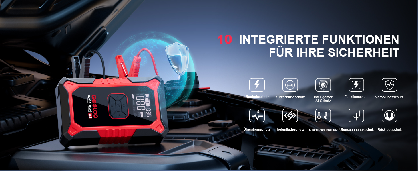 Пусковий пристрій GOOLOO A3 Jump Starter 3000A з компресором 150 PSI та функцією Powerbank