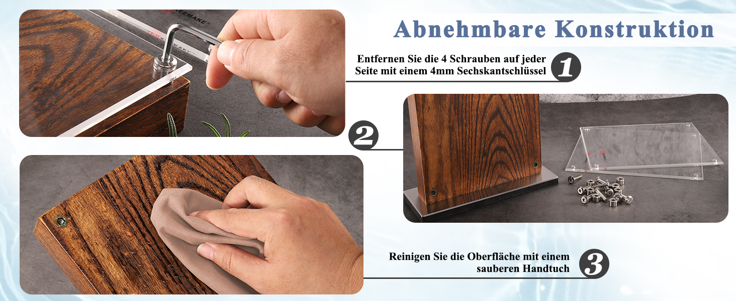 Набір кухонних ножів Keemake 7 предметів з дерев'яним блоком, професійний набір кухонних ножів з нержавіючої сталі, міцні та гострі