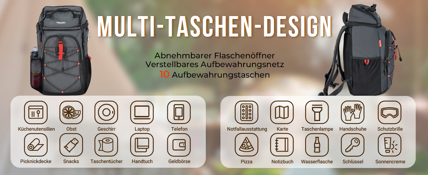Рюкзак-холодильник Overmont 30L - ізольована сумка-холодильник для пікніків, кемпінгу, пляжу. Чорний