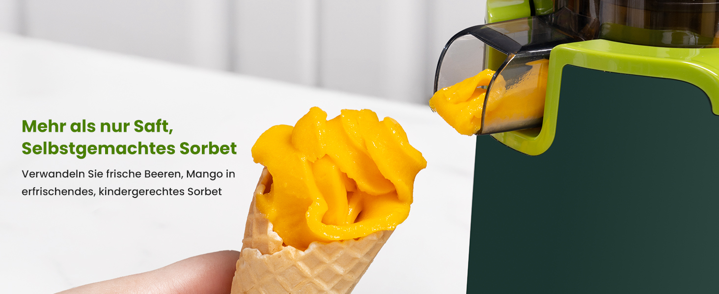 LINKChef Швидковичавник Slow Juicer: холодний віджим, для овочів та фруктів, легко миється, BPA Free, 200W (зелений)