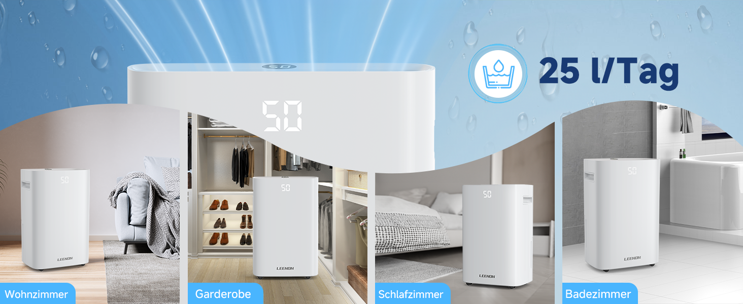 Електричний осушувач повітря з таймером, фільтром та блокуванням від дітей, 25L