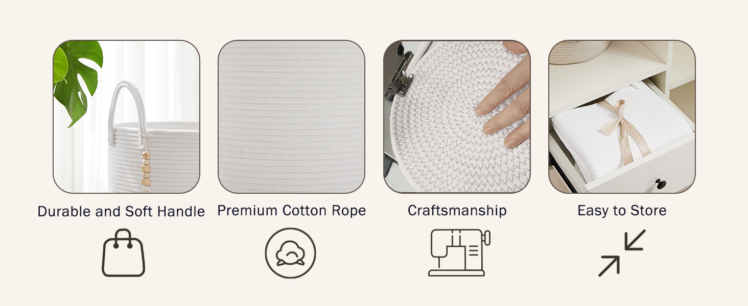 Кошик для білизни YOUDENOVA плетіний, 58L, ручний, з бавовни (білий)