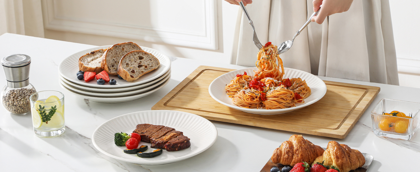 Набір посуду MALACASA LEILA Weiß для 6 осіб, 18 предметів, порцеляна, скандинавський стиль, білий