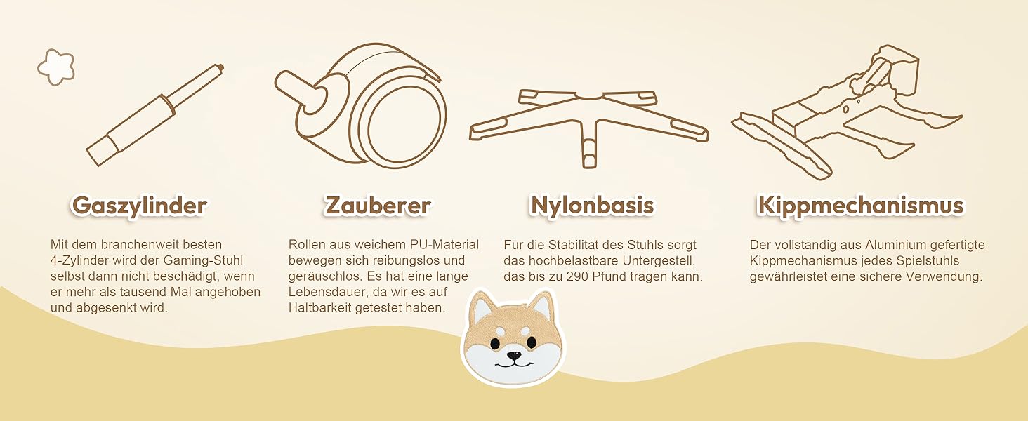 Ігровий крісло Dowinx з вушками для дівчаток, ергономічне, з масажем, підтримкою попереку, регульованою підніжкою та підголівником, 135 кг, коричневий