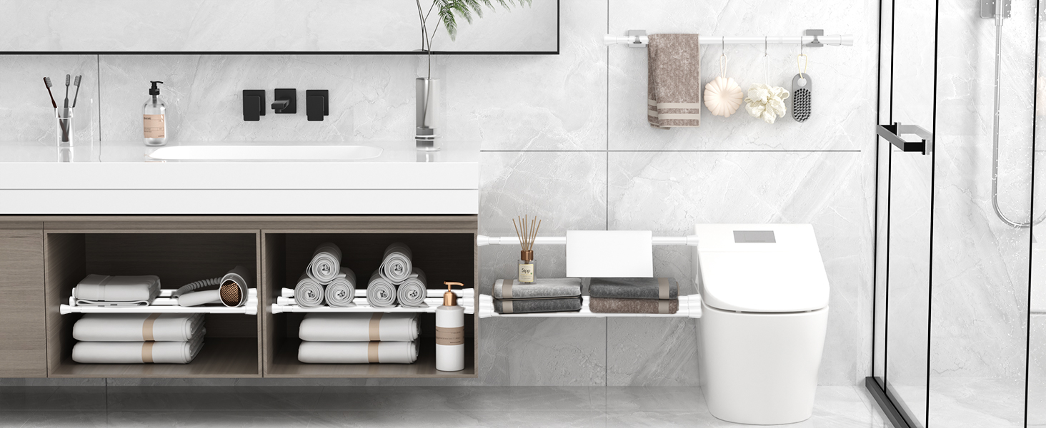 Штанга для штор без свердління AIZESI, 113-197 см, телескопічна, діаметр 22 мм, біла