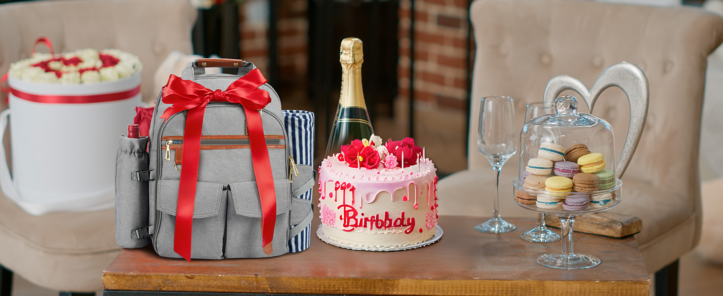 Набір для пікніка на 4 особи з термосумкою, флісовою ковдрою, столовим приладдям, для кемпінгу, пляжу, подорожей, походів (Світло-сірий)