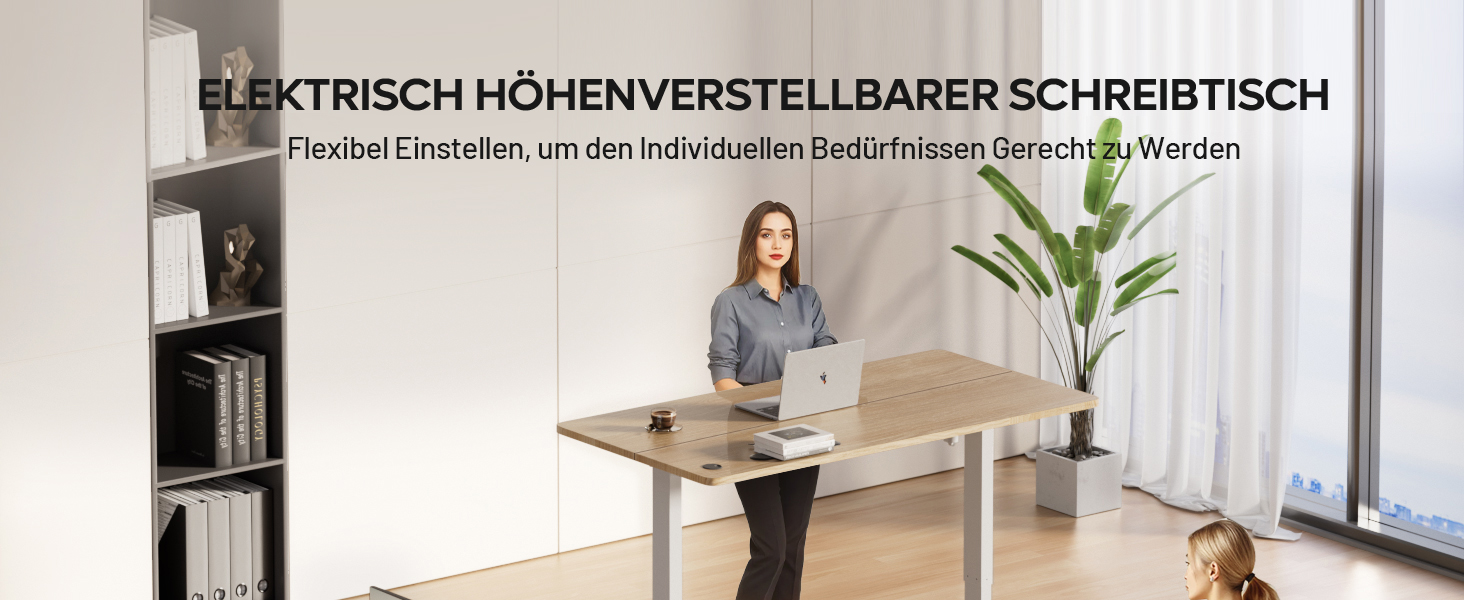 Регульований стіл з підняттям, USB-зарядкою та розеткою, 100 x 60 см. Електричний стіл, регульований комп'ютерний стіл з пам'яттю 3-х функцій, білий (горіх, 100 x 60 см)