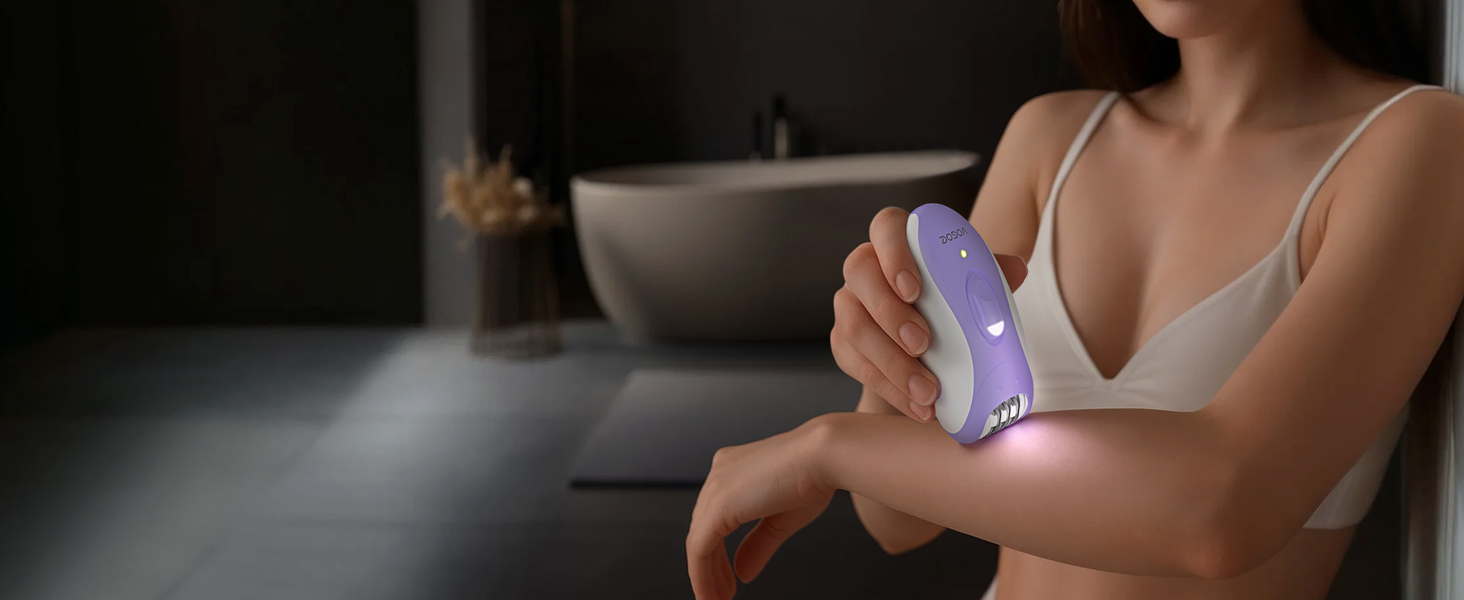 Електричний епілятор для жінок HR110 з LED-підсвіткою, 21 пінцетом та 2 швидкостями, акумуляторний пристрій для видалення волосся на ногах та руках (Фіолетовий)