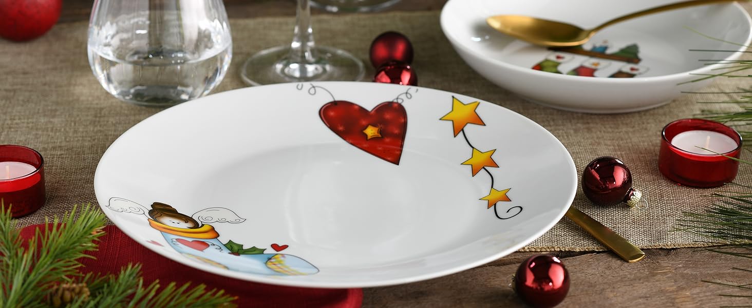 CreaTable Набір посуду Luna, 18 предметів для 6 осіб: серія, порцеляна, для сніданку, безпечний у мийці та мікрохвильовці