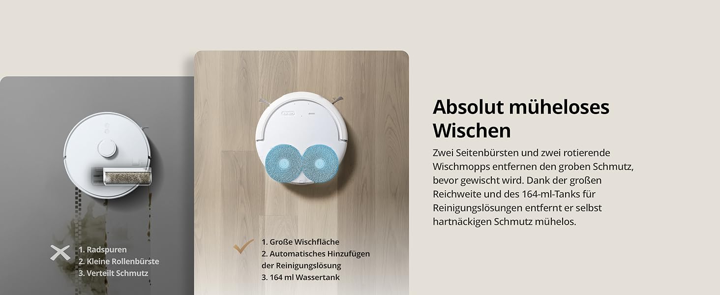 Робот-пилосос DJI Robo S з функцією миття підлоги, 25 000 Па потужність всмоктування, розпізнавання перешкод рівня дрона, два роботизовані руки, 200 днів без обслуговування, автоматичне очищення та сушіння моп-насадки DJI Robo S (версія з баком для води)