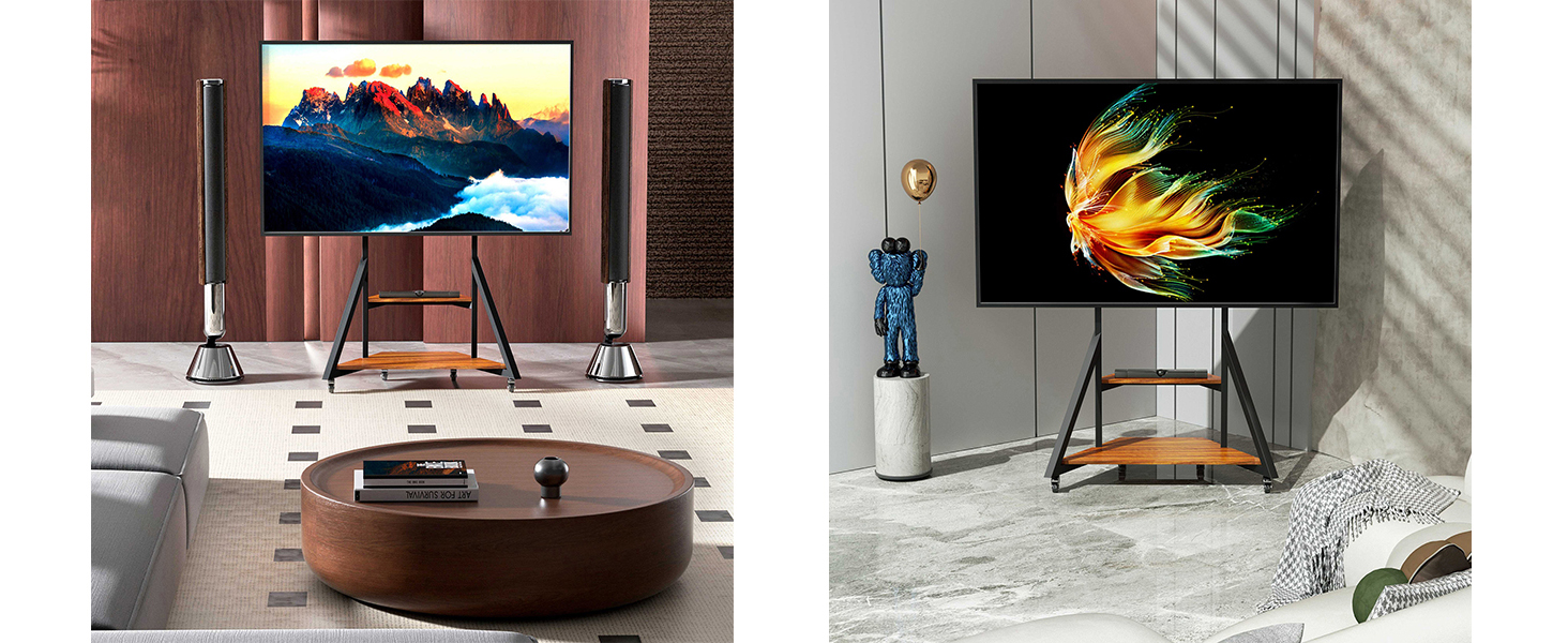 Стійка для телевізора Boden 65-100 дюймів з поличкою та колесами, VESA 800x600, до 100 кг