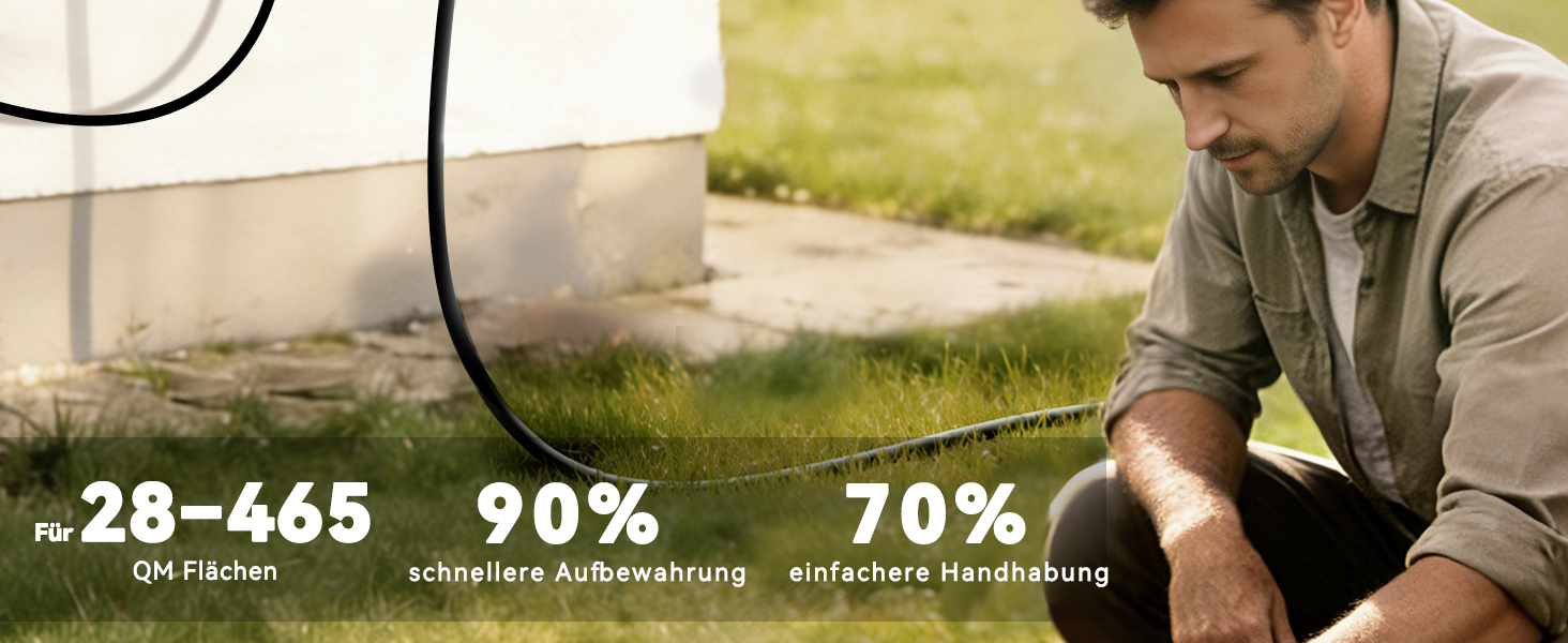 Шланговий барабан SUNPOW настінний 30м, 16 мм - автоматичний згортач з фіксацією, поворотна стіна, 10 функцій для саду, тераси та двору