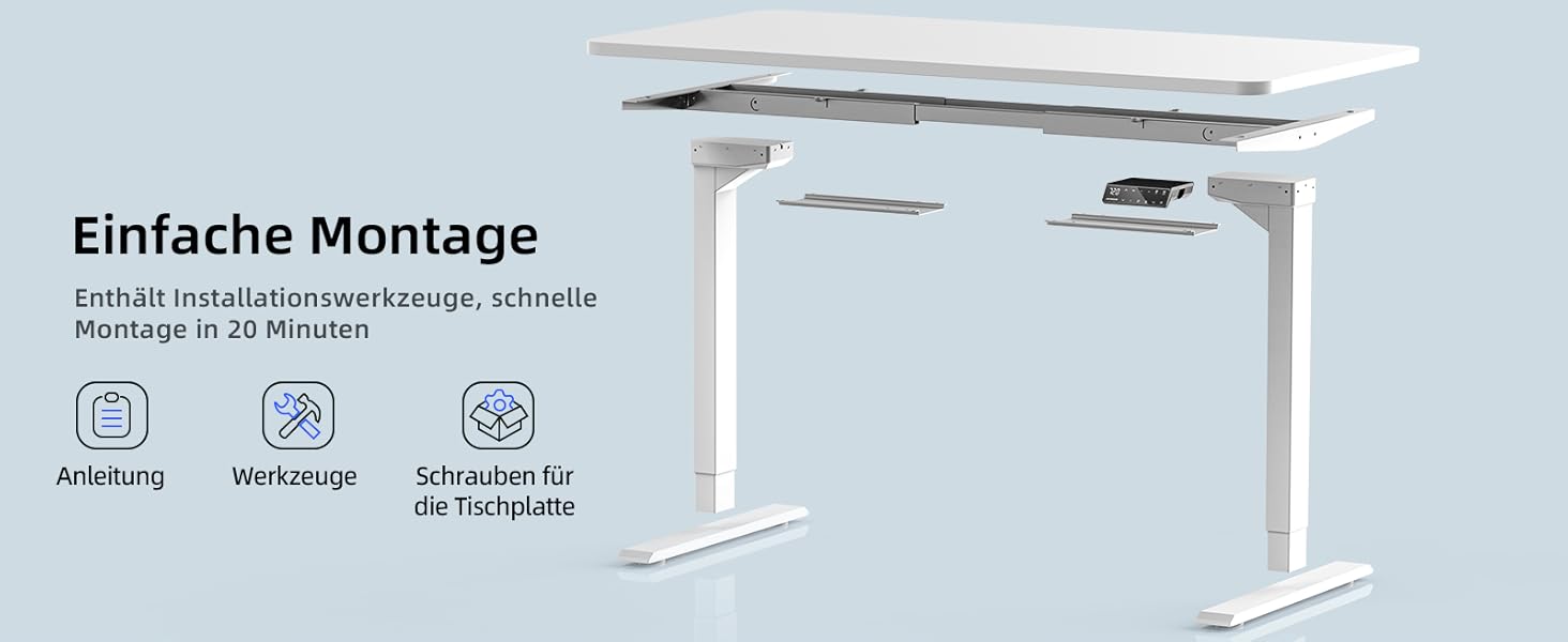 Електричний регульований стіл MAIDeSITe з 2 моторами, 4 пам'яттю та захистом від зіткнень (72-120 см, білий)