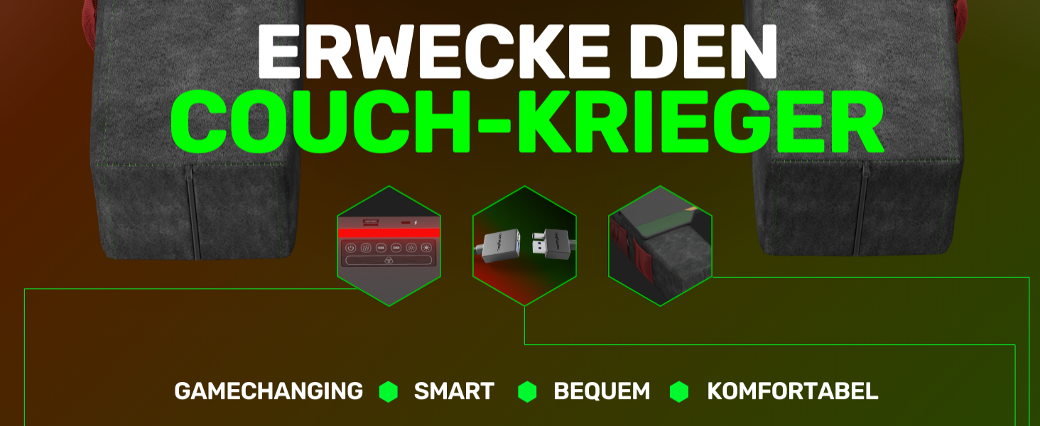 Couchmaster CYCON³: ергономічний стіл для ноутбука для дивану, софи та ліжка, з USB хабом (Samurai Black Edition)