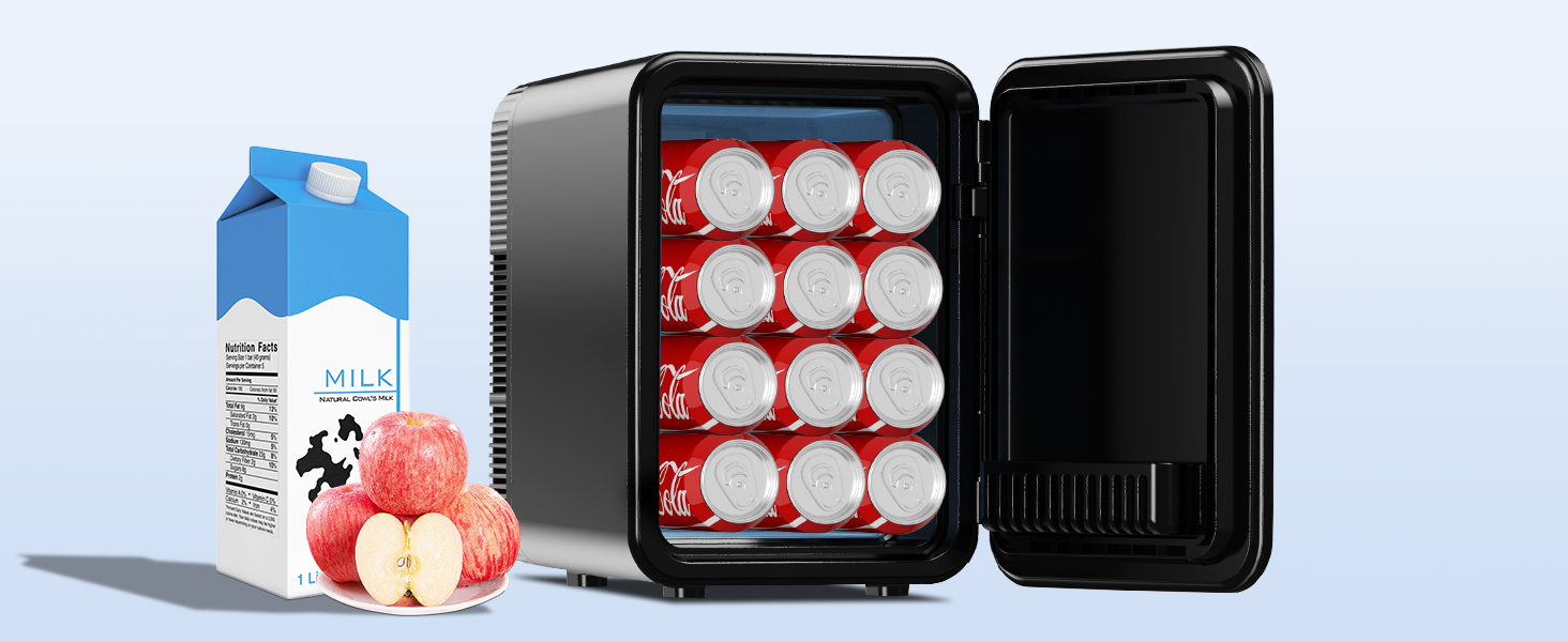 Mini холодильник Enventor 10L: компактний, тихий, з функцією охолодження та нагріву (12V/220V) для авто, спальні, офісу, косметики (чорний)