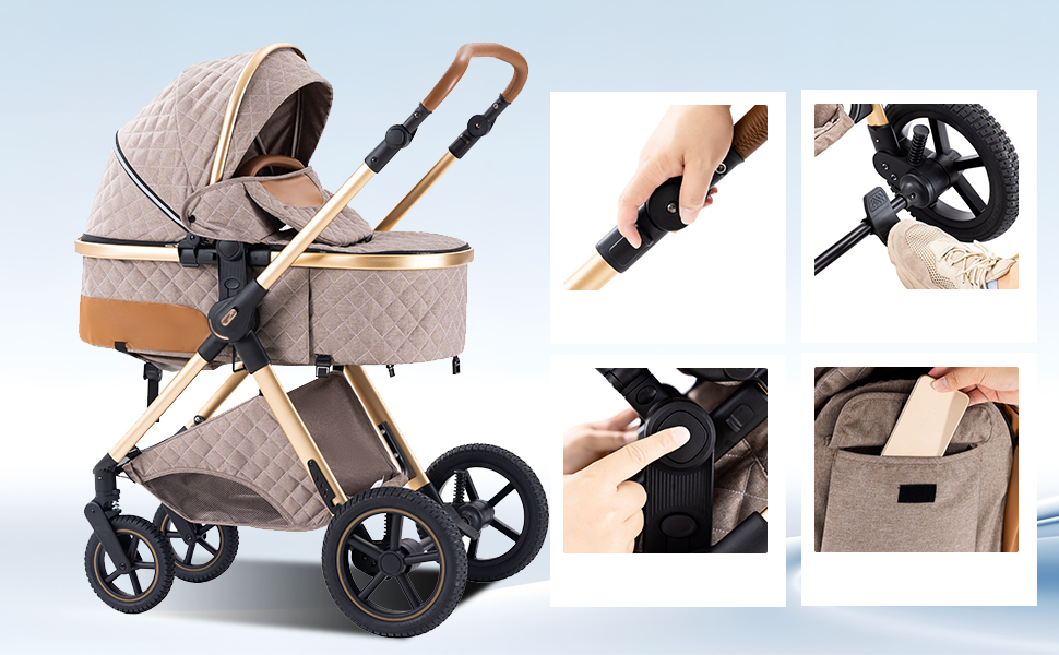 Дитяча коляска BEBBY 3-в-1: комбінована, бугі, туристична, для новонароджених, складна, біла Rice