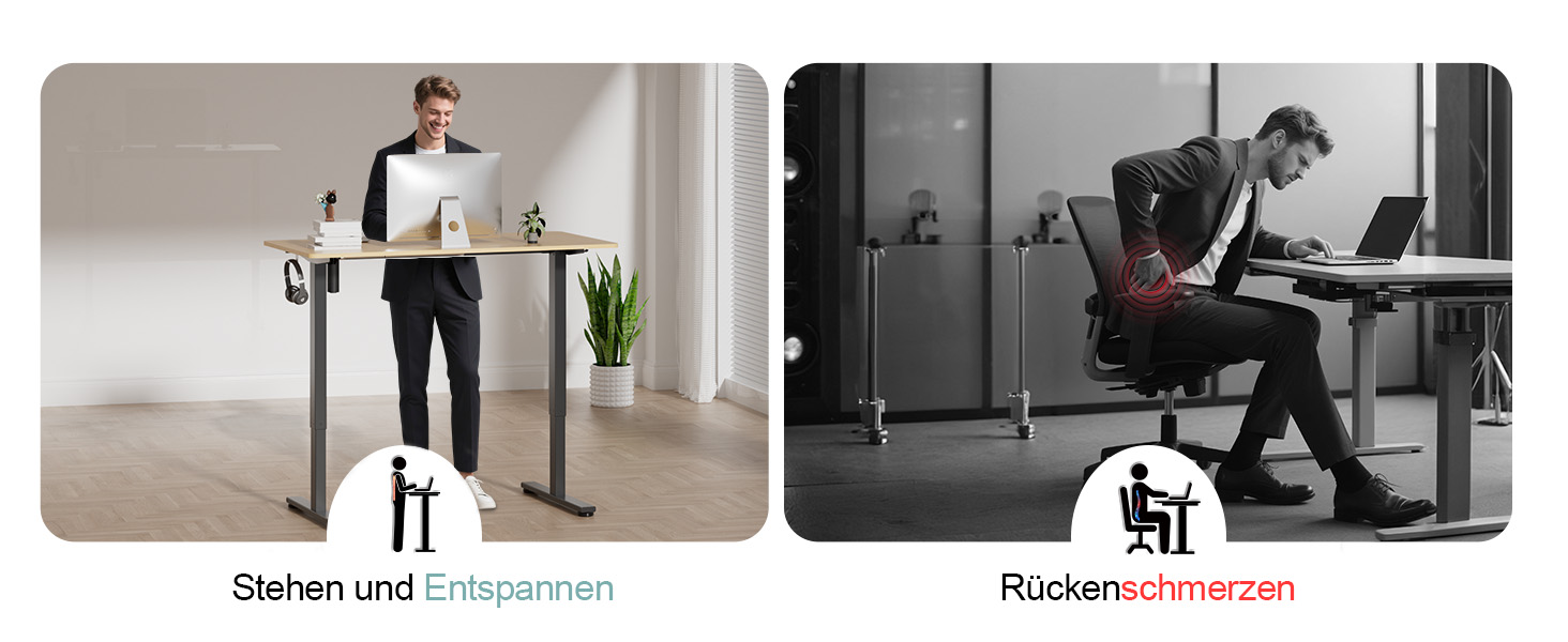 Регульований стіл, електричний, 120x60 см, 3 функції пам'яті, з кабелеуправлінням та гачками. Дерев'яний колір